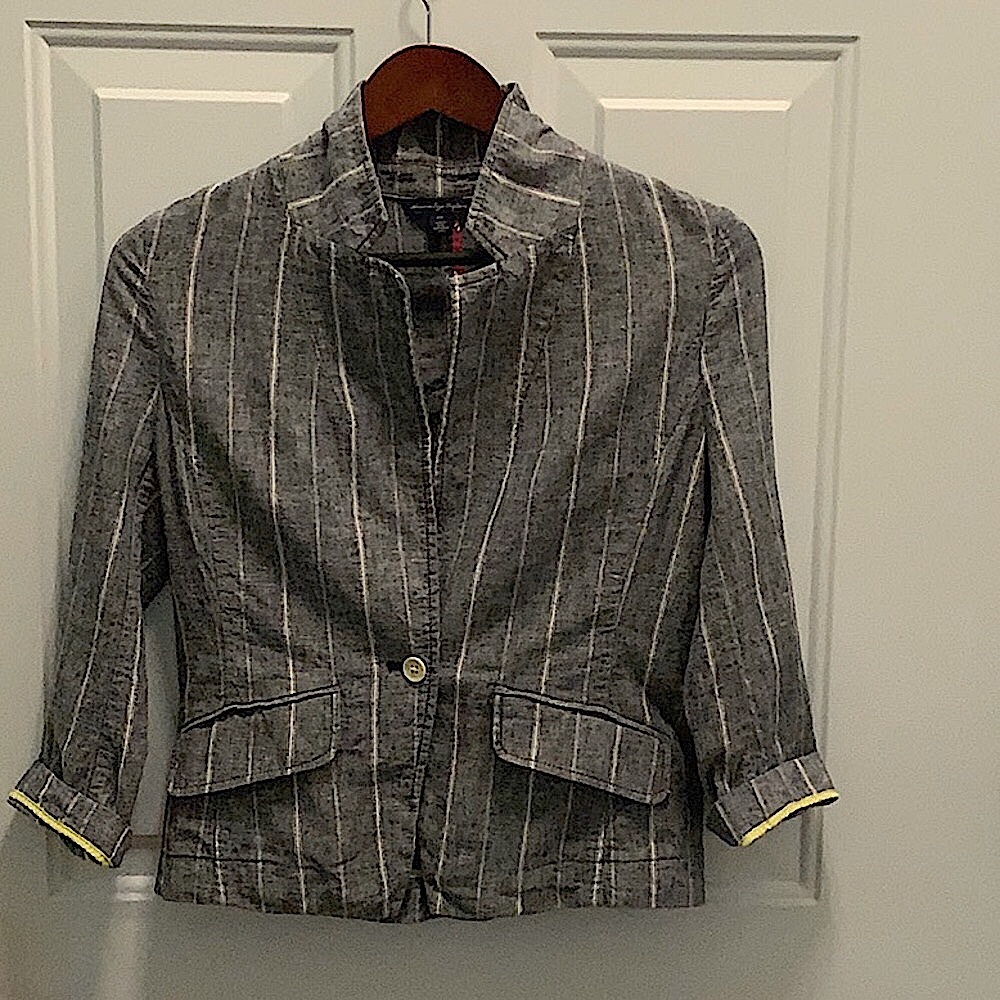 American Eagle 3/4” Sleeve Linen/Cotton Blazer With Pinstripes Size Small